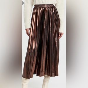 Brown metallic skirt.